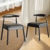 FONTOI Armchair Upholstered Chair Set of 2 with Solid Wood Legs,  Mid-Century Modern Accent Stools Set of 2 for Kitchen, Black, 22.8"*30.3"*22 - 2 of 4