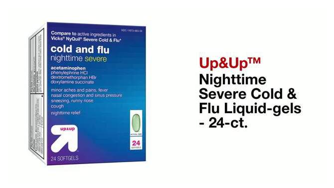 Nighttime Severe Cold &#38; Flu Softgels - 24ct - up &#38; up&#8482;, 2 of 6, play video