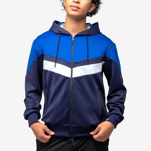 Cultura Men s Zip Up Hoodie Track Suit In Navy royal Blue white