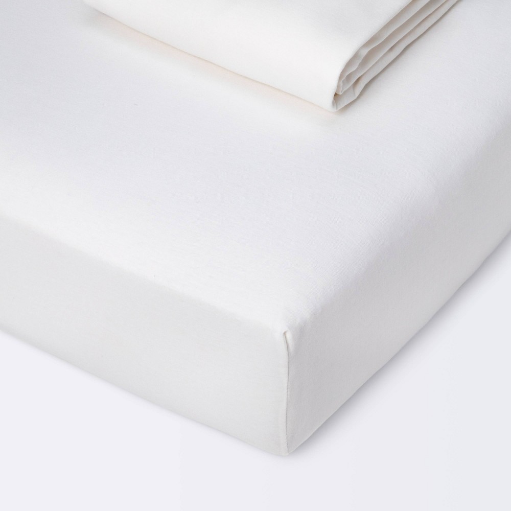 Photos - Bed Linen Fitted Jersey Crib Sheet - Cloud Island™ - White 2pk