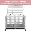 Garvee 48 Inch Heavy Duty Stainless Steel Dog Crate with Double Doors Removable Trays and Wheels - 3 of 4