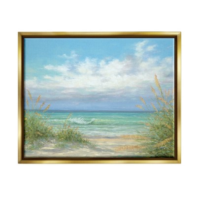 Stupell Industries Sea Shoreline Horizon Scenery Framed Floater Canvas Wall Art