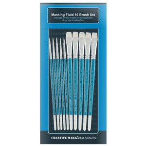 Creative Mark Masking Fluid Paint Brushes (Set of 10) - Watercolor Brushes Contains Synthetic Hair w/ Short Wood Handles - 1 of 4