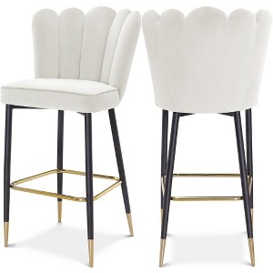 Meridian Furniture,Lily Cream Velvet Stool, Set of 2 - 1 of 4