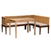 bali & pari Tabanan Modern Bohemian Natural Brown Rattan and Brown Acacia Wood 3-Piece Dining Nook set - 2 of 4