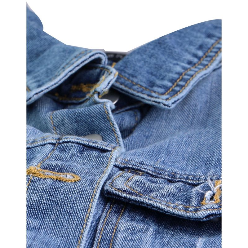 Allegra K Women's Sleeveless Casual Button-Down Side Pockets Long Jean Vests, 5 of 6