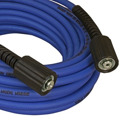 Apache 10085585 1/4 Inch Diameter x 50 Foot Long 3,100 PSI Xtreme Flex Hybrid Polymer Pressure Washer Hose Assembly with Female Metric Fittings, Blue