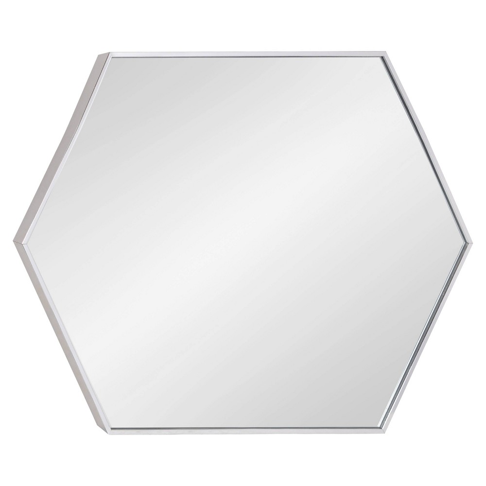 Photos - Wall Mirror 24.7" x 36.7" Rhodes Hexagon  Silver - Kate & Laurel All Things Decor: Bathroom Vanity, Modern Decor