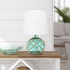 14.75" Maritime Medium Coastal Fisherman Shoreside Colored Glass Rope Table Lamp with Fabric Shade - Lalia Home - 3 of 4