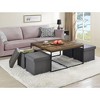 NicBex Modern Square Coffee Table Set of 5 with 4 Storage Stools and Metal Frame for Living Room - 2 of 4
