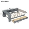 CAVINAS Twin Size Bed Modern Wooden Bed Frame with 2 Storage Drawers, 5 Shelves and Upholstered Headboard for Bedroom - 4 of 4