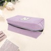 Unique Bargains Corduroy Rectangular Letter Makeup Bag Pink Purple 1 Pc - 3 of 4