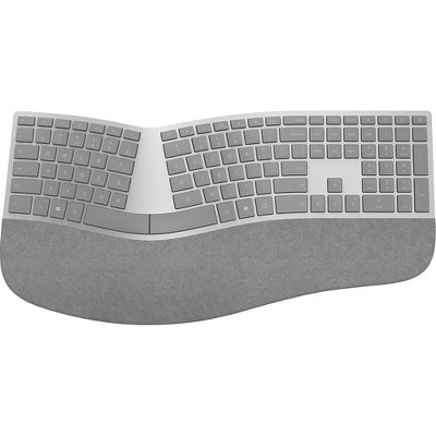 Microsoft Surface Ergonomic Keyboard Gray - Wireless - Bluetooth - QWERTY Key Layout - Made w/ Alcantara Material