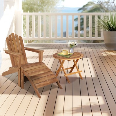 Maggift Patio Accent Chairs, Adirondack Patio Chair with Footrest for Patio, Garden, Poolside, Lawn, Outdoor Leisure, Brown, 29.5" * 37.8" * 37.4"