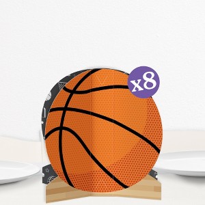 Big Dot of Happiness 3D Basketball Centerpiece Table Decorations, Freestanding Basketball Baby Shower or Birthday Party Centerpieces - 8 Count - 1 of 4