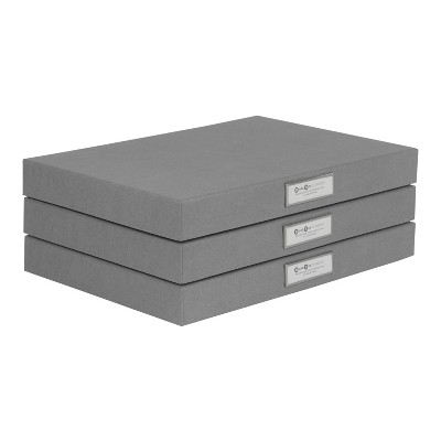 Set of 3 Sven Hinged Letter Box Gray - Bigso Box of Sweden