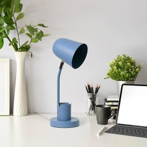 Simple Designs 15.75" Sleek Essentials Metal Table Desk Lamp with Compartment - 1 of 4