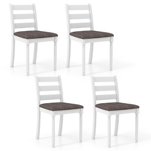 Tangkula Wooden Dining Chair Set of 4 w/ Acacia Wood Legs Padded Cushion Ladder Back - 1 of 4