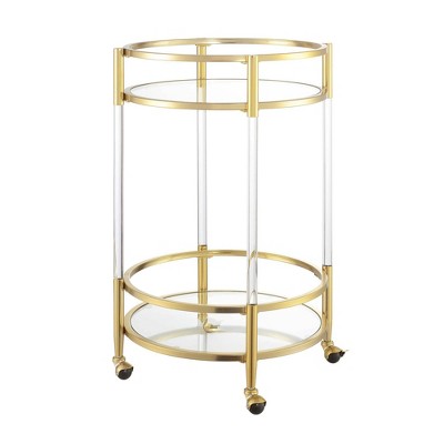 Royal Crest 2 Tier Acrylic Round Glass Bar Cart Glass/gold - Breighton ...