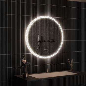 HOMLUX 24 in. W x 24 in. H Round Acrylic Framed LED Light with Dimmable and Anti-Fog Wall Mounted Bathroom Vanity Mirror