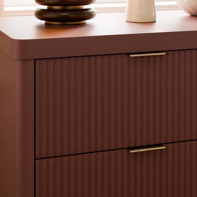Crimson 6-Drawer Tambour Dresser with Gold Accents