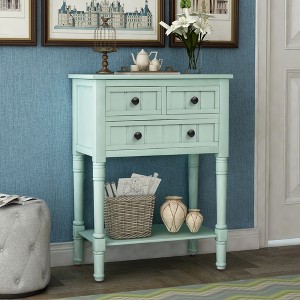 Narrow Console Table With 3 Storage Drawers And Bottom Shelf Slim Sofa Table, Wood Rustic Side Table For Living Room - 1 of 4