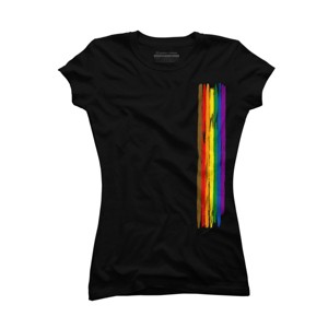 Adult Design By Humans Pride Rainbow Vertical Stripe By alphalezbean T-Shirt - 1 of 2