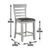 Wood Counter Chair (Set of 2) with Upholstered Foam Cushion Seat, Front and Side Stretchers, Two-Tone Stone Gray Finish, Plastic Glides - 2 of 4