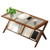 NicBex Glass Top Rattan Coffee Tables for Living Room Large Boho Center Table with Storage, Brown - 4 of 4