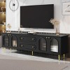 78.7'' Modern MDF TV Stand,TV Cabinet with Fluted Glass Doors for Living Room,TV Stand with Drawers and Cabinets Storage-Coolbibila - 3 of 4