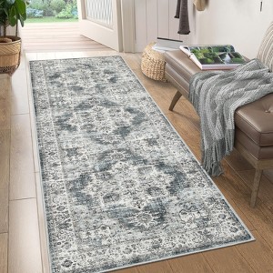 Nasitip Retro Floral Washable Area Rug with Non-Slip Backing for Living Room, Bedroom - 1 of 4