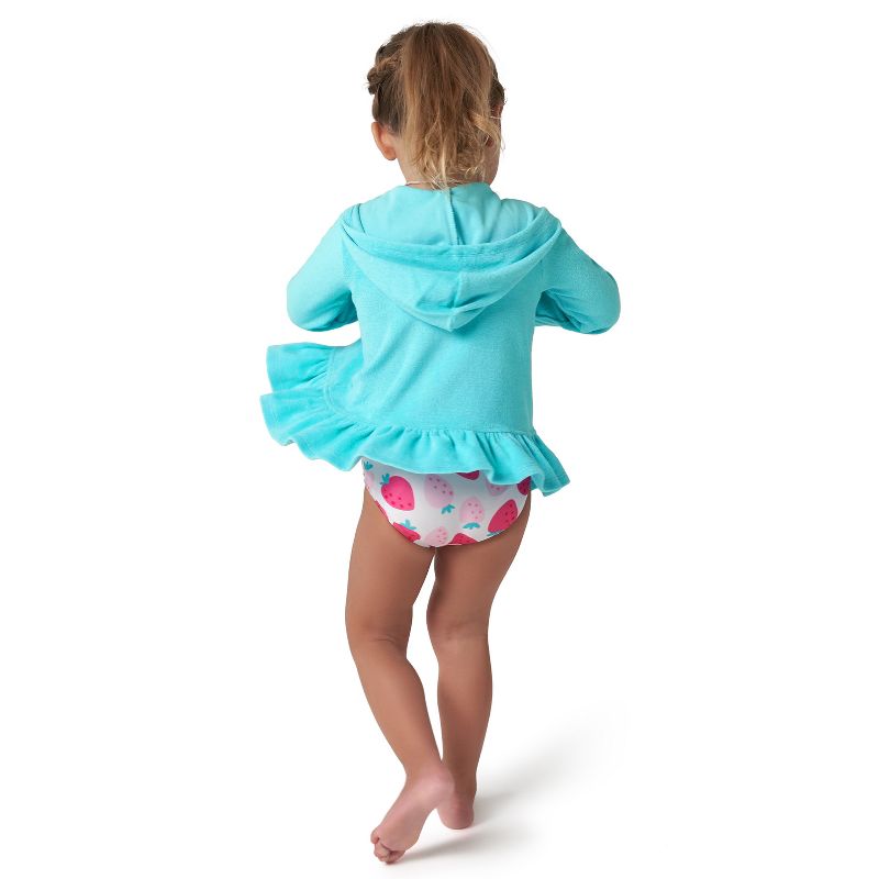 Gerber Baby and Toddler Girls' Swim Zipper Hoodie Terry Coverup, 5 of 11