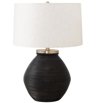 Monarch Specialties Lighting 25inchH Table Lamp Black Concrete Ivory / Cream Shade Contemporary Modern