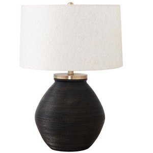 Monarch Specialties Lighting 25inchH Table Lamp Black Concrete Ivory / Cream Shade Contemporary Modern - 1 of 3