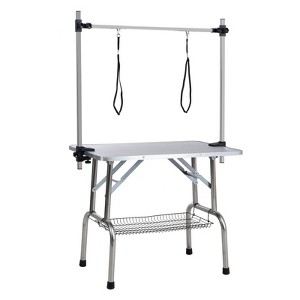 VisioGear 42" Folding Dog Pet Grooming Table with Adjustable Arm and Clamps, Pet Dog Cat Grooming Table, Silver & Gray, 42"*23.6"*65.5" - 1 of 4