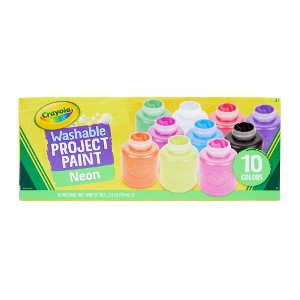 Crayola 10ct 2oz Washable Kids Paint Neon Colors: Non-Toxic Water-Based Tempera for Paper, Neon Painting & Finger Paint Ideas - 1 of 4