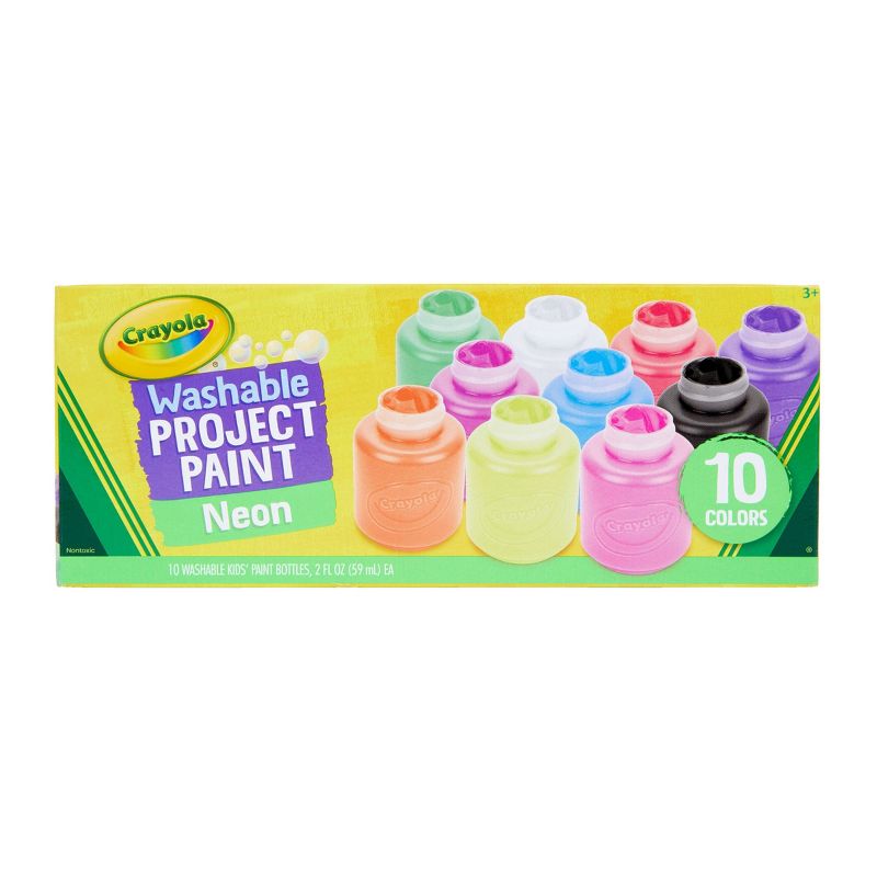 Crayola 10ct 2oz Washable Kids Paint Neon Colors, 1 of 6