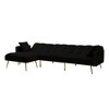 107.7” Sectional Sleeper Sofa bed, Convertible sofa sleeper with Tufted back and seat cushion for home, office, and guest room,Black - 2 of 4