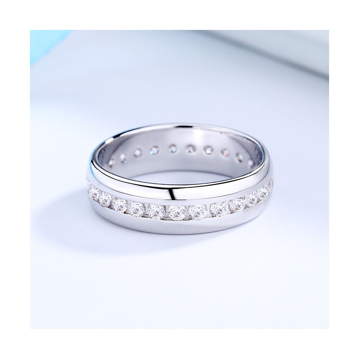 Amy and Annette 14K Gold Channel Set Eternity Band Ring with Crystals - thumbnail 6