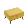 Racxily Mid-Century Modern Ottoman - Multi-Functional Storage Coffee Table Bench, Solid Wood, Linen, Brown Legs (Living Room/Entryway) - 3 of 4