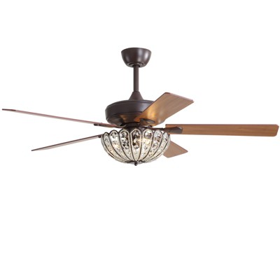 Sofucor Ceiling Fan with Lights 52'' Industrial Vintage Crystal Style Chandelier 6 Wind Speed Adjustable with Remote Dining Room Living Room Bedroom