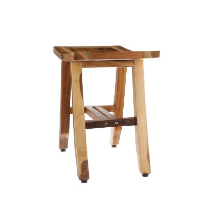 20" Teak Wood Adjustable Shower Bench with Safety Features