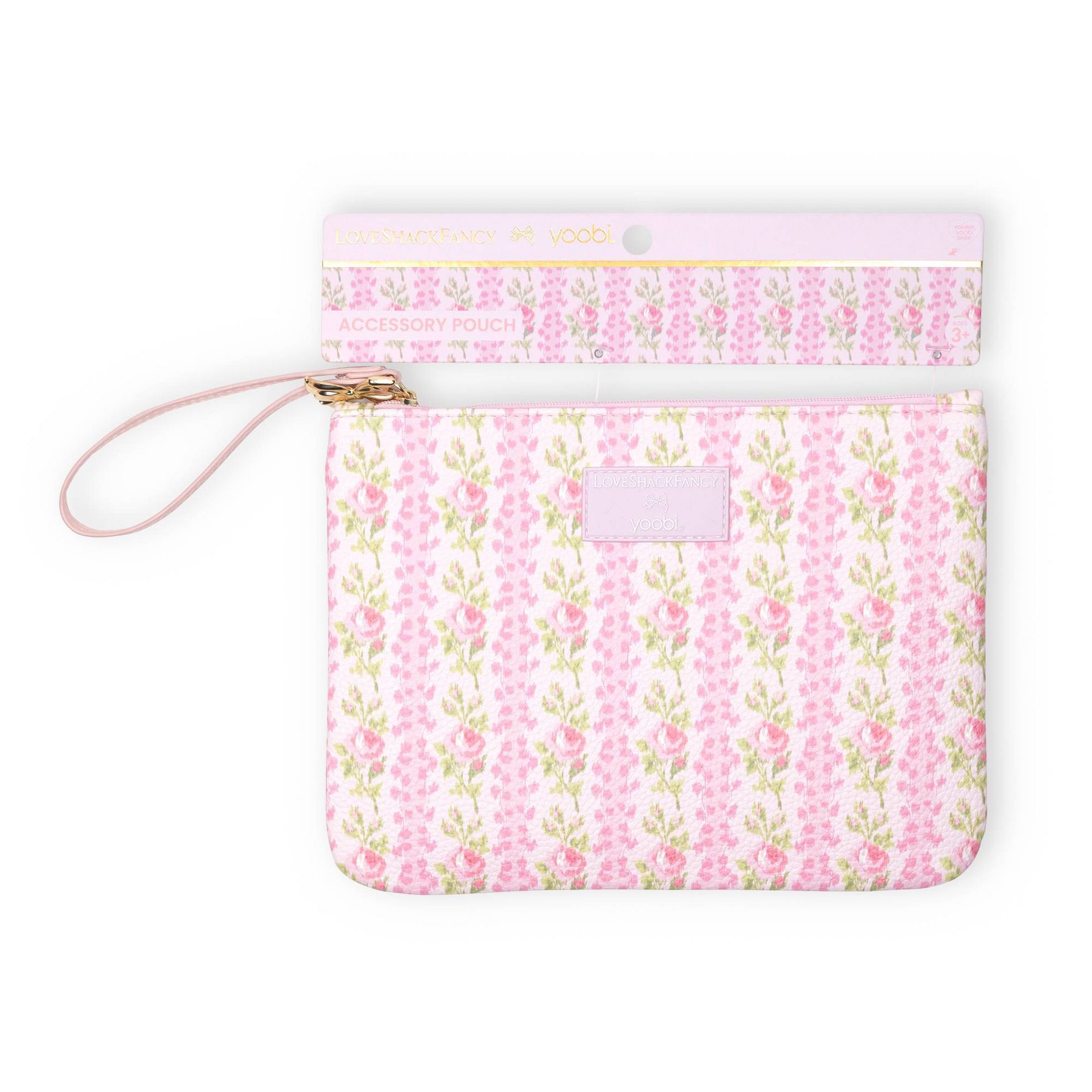LoveShackFancy x Target - Yoobi Blooming Heirloom Flat Zip Pencil Case with Strap Strawberry Macaroon