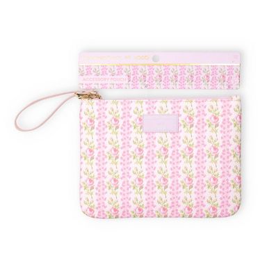 LoveShackFancy x Target - Yoobi Blooming Heirloom Flat Zip Pencil Case with Strap Strawberry Macaroon