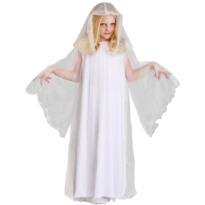 HalloweenCostumes.com One Size Fits Most Girl Haunting Ghost Costume for Girls, White, 1 of 4