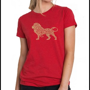 LA Pop Art Women's Premium Blend Word Art T-shirt - Lion - 1 of 4