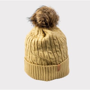 Perfectly Satined Tan Satin Lined Beanie With Pom - 1 of 4
