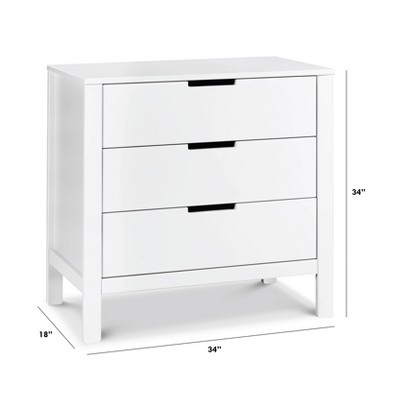 Colby Modern White 3-Drawer Nursery Dresser with Soft Close