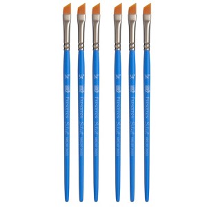 Princeton Select Artiste Angle Shader Brush, Synthetic Bristles, Short Handle Mixed Media Paintbrush, Jewel Blue, Size 1/4 inch, Pack of 6 - 1 of 4