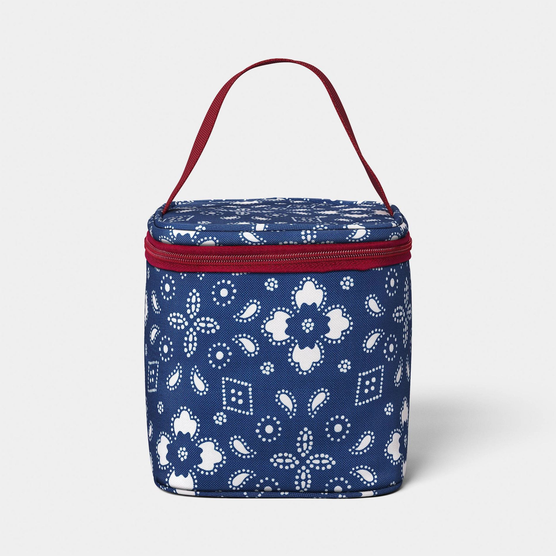 4 Cans/3.1qt Soft Sided Personal Cooler Blue Bandana Print - Sun Squad™